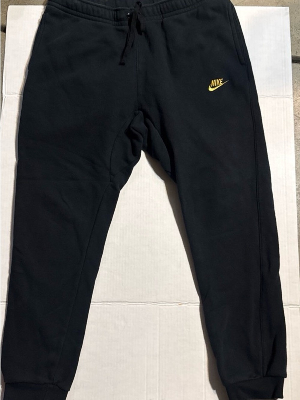 Nike Men Black Joggers with Yellow Swoosh